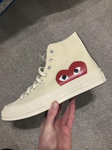 Converse Chuck Taylor All Star 70 Hi Top Comme Des Garcons Play White Uk Size 9  - Picture 1 of 6