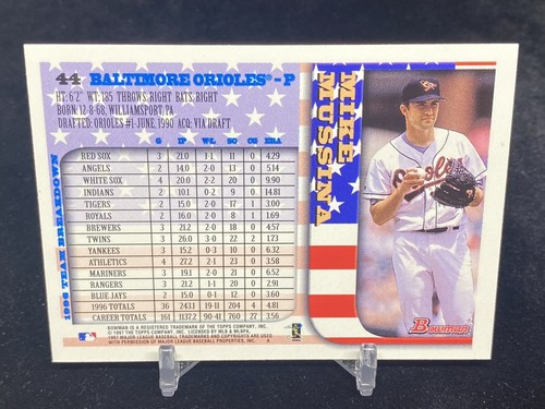 MIKE MUSSINA 1997 BOWMAN #44 BASE INTERNATIONALE PARALLÈLE / ORIOLES DE BALTIMORE - Photo 2/2