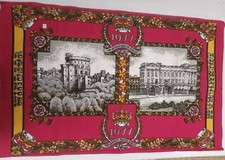 Vintage Queen's Silver Jubilee Red Tea Towel  1977 Windsor Buckingham Fragonard