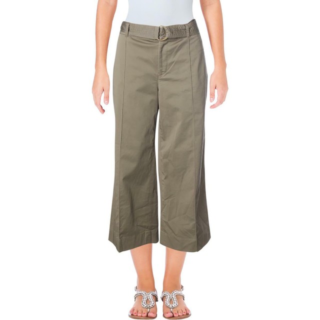 Lauren Ralph Lauren Womens Brienda Green Cropped Wide Leg Pants 4 BHFO 8989