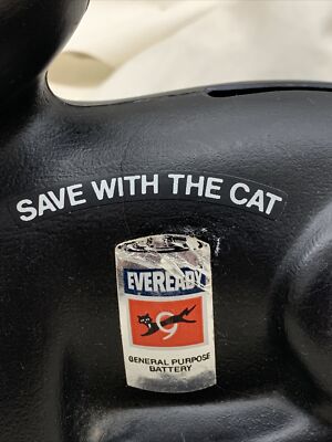 EVEREADY BATTERY SAVE WITH THE CAT BANK VINTAGE 1981 advertising