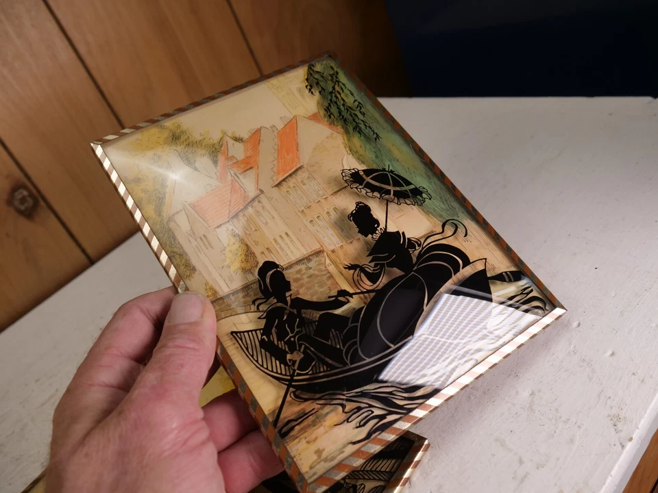 Fotos de silhueta vintage vidro bolha convexo pintado ao contrário marinheiro menino - Imagem 4 de 4