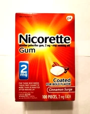New Nicorette Cinnamon Surge Nicotine Gum 2mg - 100 Count Exp 09/2027