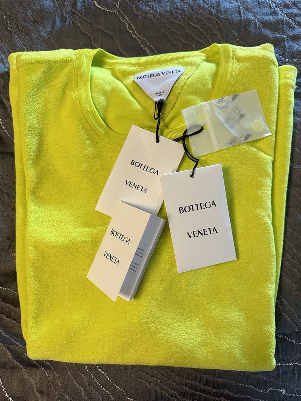 New! Bottega Veneta Lemon Yellow Terry Cotton Crew Neck T-Shirt M