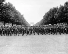 New 8x10 World War II Photo: Parade Down Champs Elysees after Paris Liberation