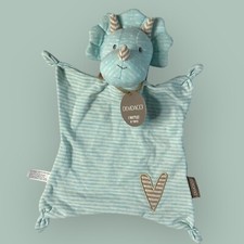 Demdaco Aqua Blue Dino Blankie DINOSAUR Rattle Security Blanket Lovey Baby Toy