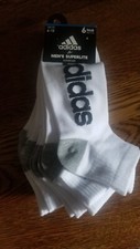 NWT ADIDAS Aeroready Size 6-12 6 Pairs White / Black Logo Men Low Ankle Socks