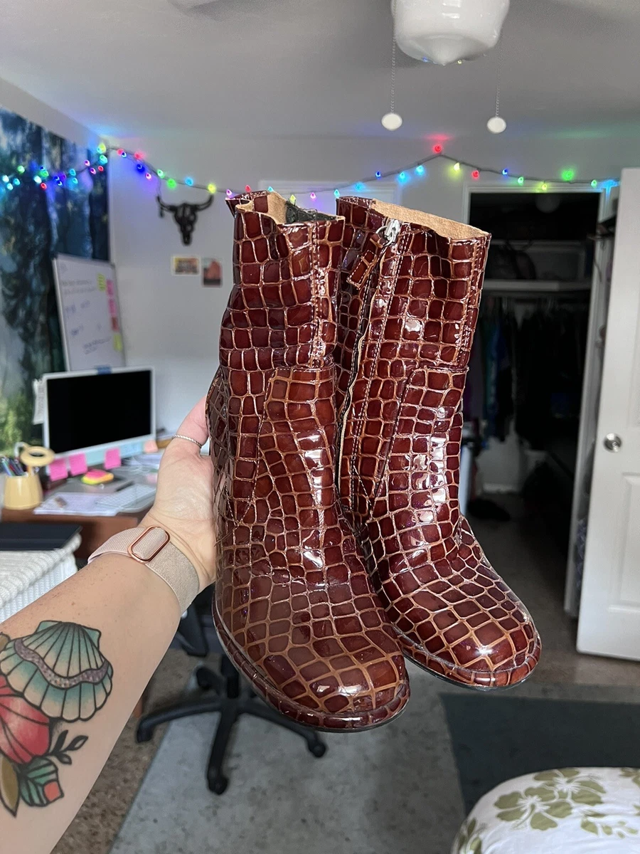 Topshop red cheap snakeskin boots