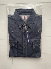 SAMURAI JEANS SWD-L01 SELVEDGE DENIM WESTERN SHIRT Indigo M L XL XXL XXXL