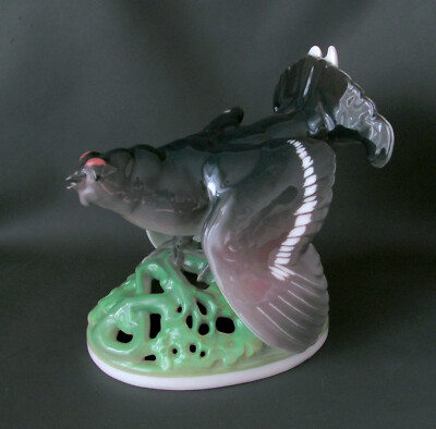 Auerhahn,Jugendstil-Vogelfigur,  KPM Berlin, Entwurf W.K. Robra, signiert, 1. W.