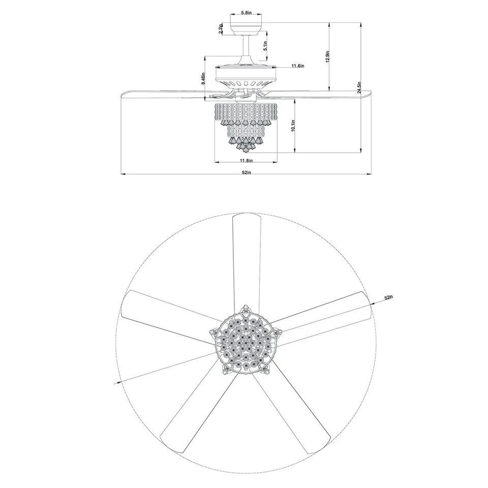 Bryanya 5-Blade 52-inch Chrome Lighted Ceiling Fans Remote - Image 4 of 4