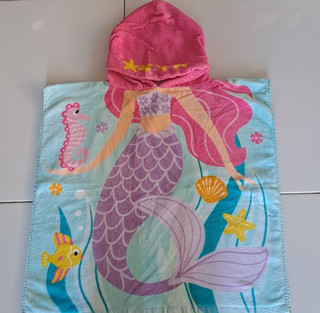 Girls mermaid hooded poncho beach towel age 3 6 years