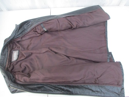 Leather Coat, Wilsons Leather XL Mens, Black Leather w/ Burgundy Color Liner - Picture 7 of 7