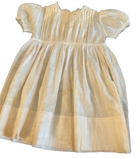 Vtg Infant Baptism Dress w/ Smocking Lace 3-6mths