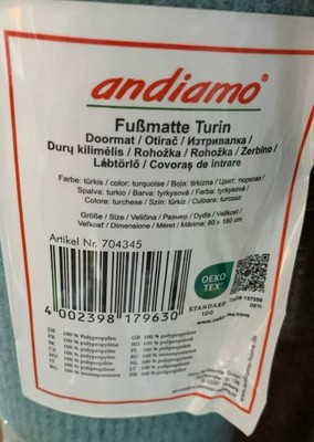 andiamo Fußmatte Turin türkis 80 x 180 cm Robuster Läufer
