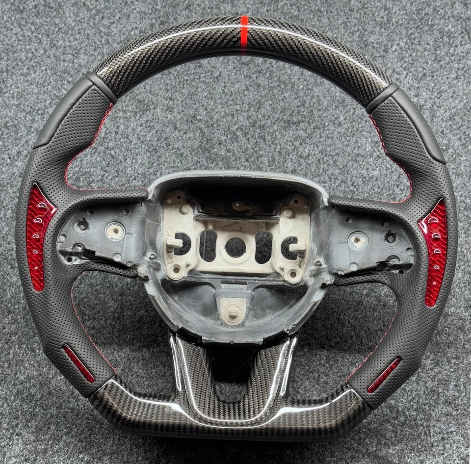 🔥Реальный углеродного волокна руль для Dodge Challenger SRT 2014 + красный нашивки США - Изображение 2 из 4