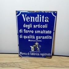 Insegna Tabella Smaltata Articoli Ferro Smaltato Marca Leone
