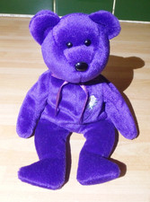 TY Beanie Babies Princess Diana 1997 Bear Purple Plush No Ear Tag Pre-owned