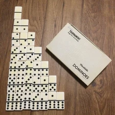 Tournament Extra Thick Large Face White Marblelike Dominoes Puremco #1632 Box