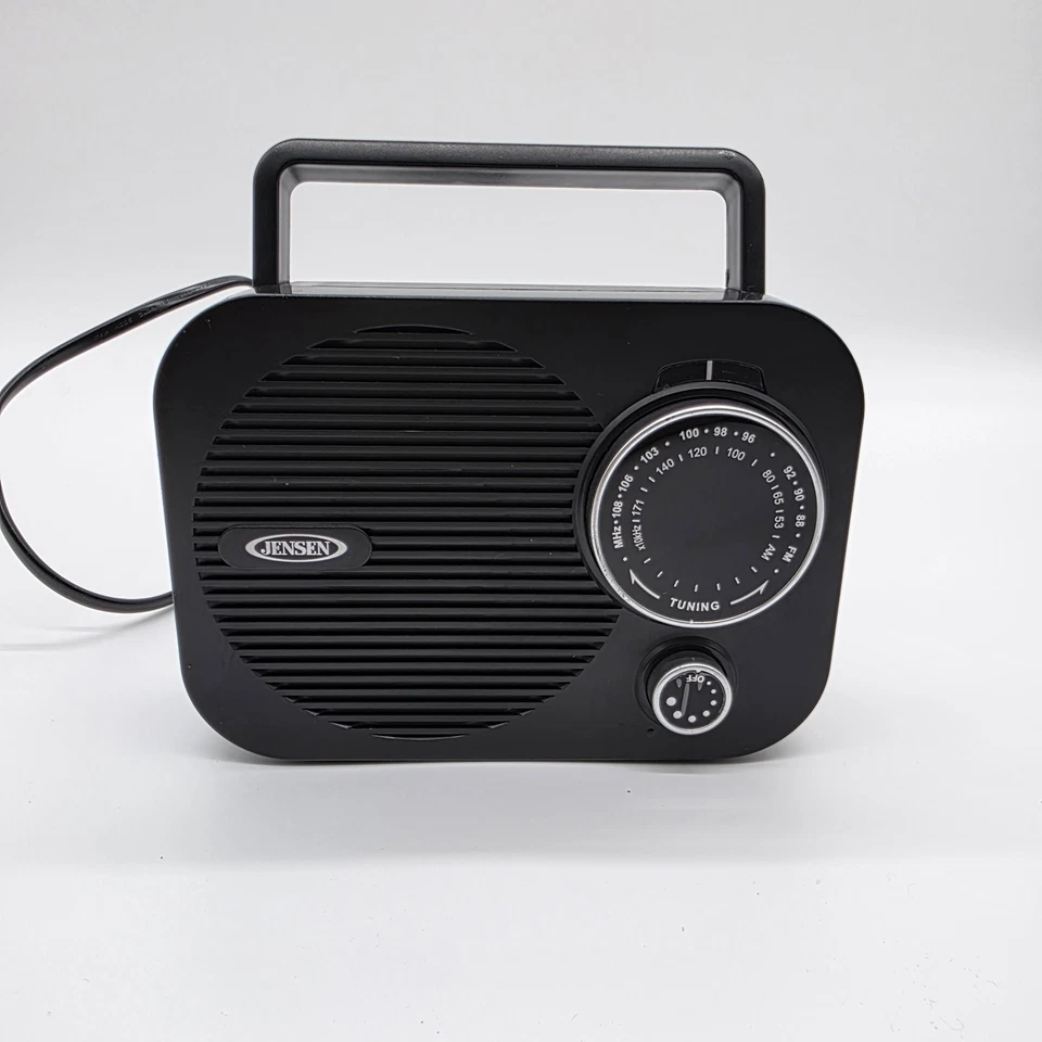 Jensen MR-550 AM/FM Portable Radio – Vintage-Inspired Compact Radio Black - Image 2 of 4