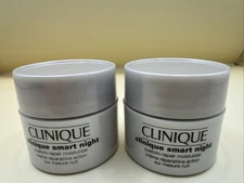 2 X CLINIQUE SMART NIGHT CUSTOM REPAIR MOISTURIZER CREAM - DRY COMBINATION-0.5oz