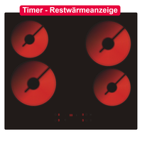 Pkm Glaskeramik Kochfeld Autark 4 Kochzonen Touch Control Timer Kindersicherung