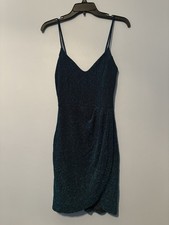 Lulus - Teal Sparkle Glitter - Mini Dress - Spaghetti Straps - Women's M