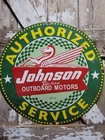 VINTAGE JOHNSON PORCELAIN SIGN OLD 30" SEA-HORSE OUTBOARD GAS BOAT MOTOR DEALER