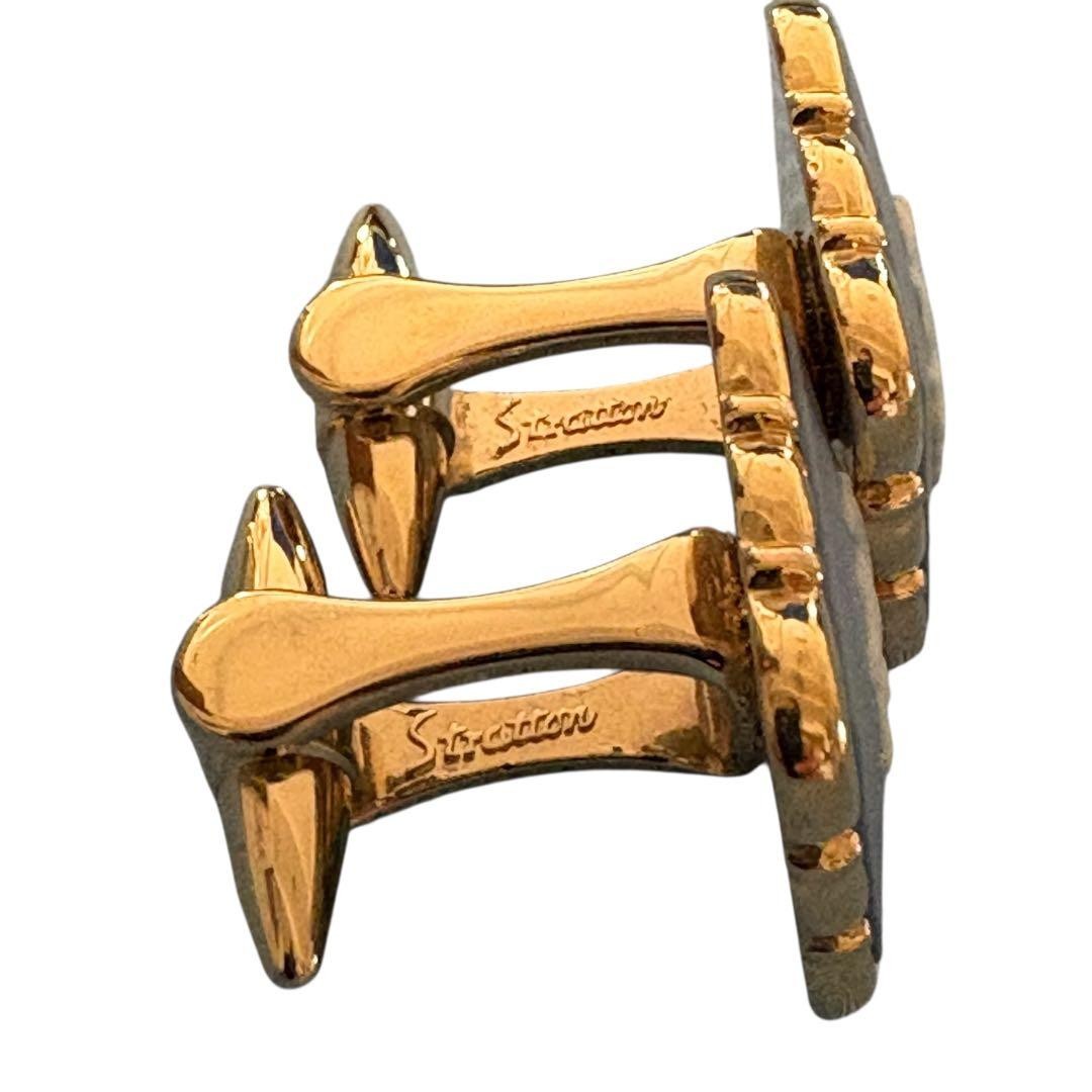 Stratton Square Cufflinks Button Golden/Blue Men'… - image 4