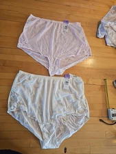 2 VINTAGE SILKY NYLON  VANITY FAIR GRANNY PANTY BRIEFS sz 8 Pink & Glow Nwt