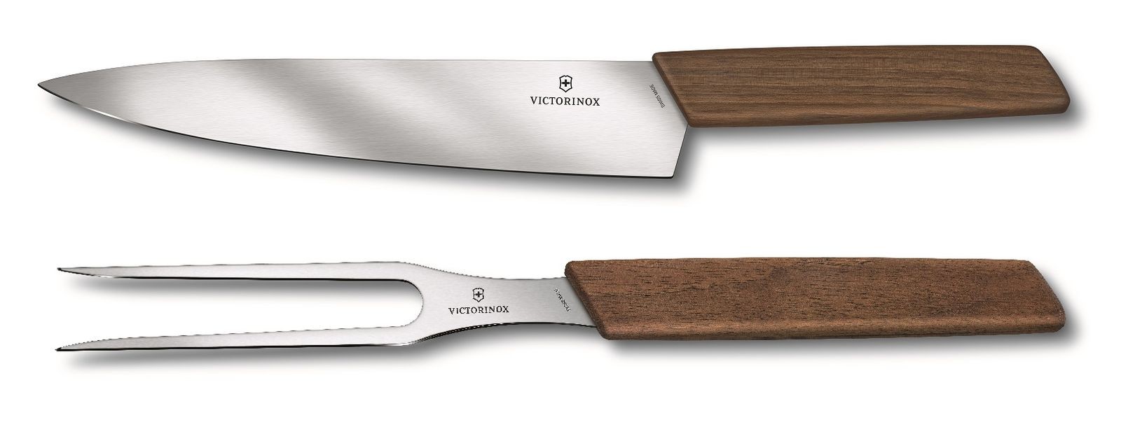 VICTORINOX Tranchierset Swiss Modern Tranchiermesser Gabel Nussbaumholz 6.9091.2