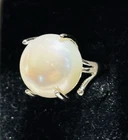 Lucas Lameth 10mm Luminous Pearl 925 Vintage Ring Sz 7