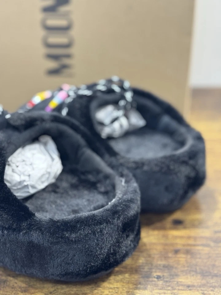 Moon Boot Mule Faux Fur Beads   Casual Icon Mountain Mule Nero 37/38 - Imagen 3 de 4