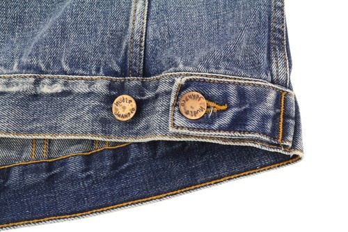 NUDIE JEANS Billy Men Jacket M Shimmering Indigo Distress Washed Denim Blue - Picture 7 of 8