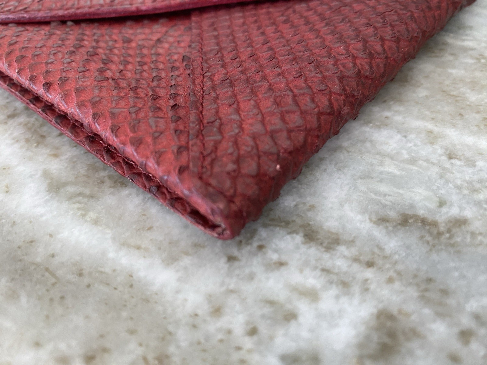 ABAS Red Reptile Python Embossed Genuine Leather … - image 4