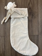 Threshold Studio McGee Christmas Stocking Cream Light Tan Velvet Ribbons Bow NWT