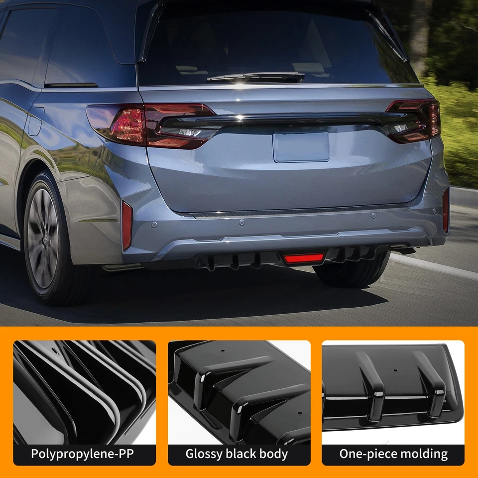 For Mercedes Benz SL550 SL600 SL63 AMG Glossy Rear Bumper Diffuser w/ LED Light - Image 3 of 4