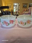 2 Vtg Fire King Anchor Hocking Peach Blossom Refrig Dishes w/lids