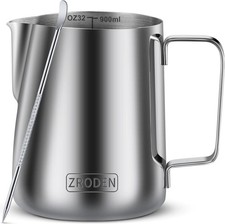 Milk Frothing Pitcher, 32oz Espresso Steaming Pitchers Stainless Steel