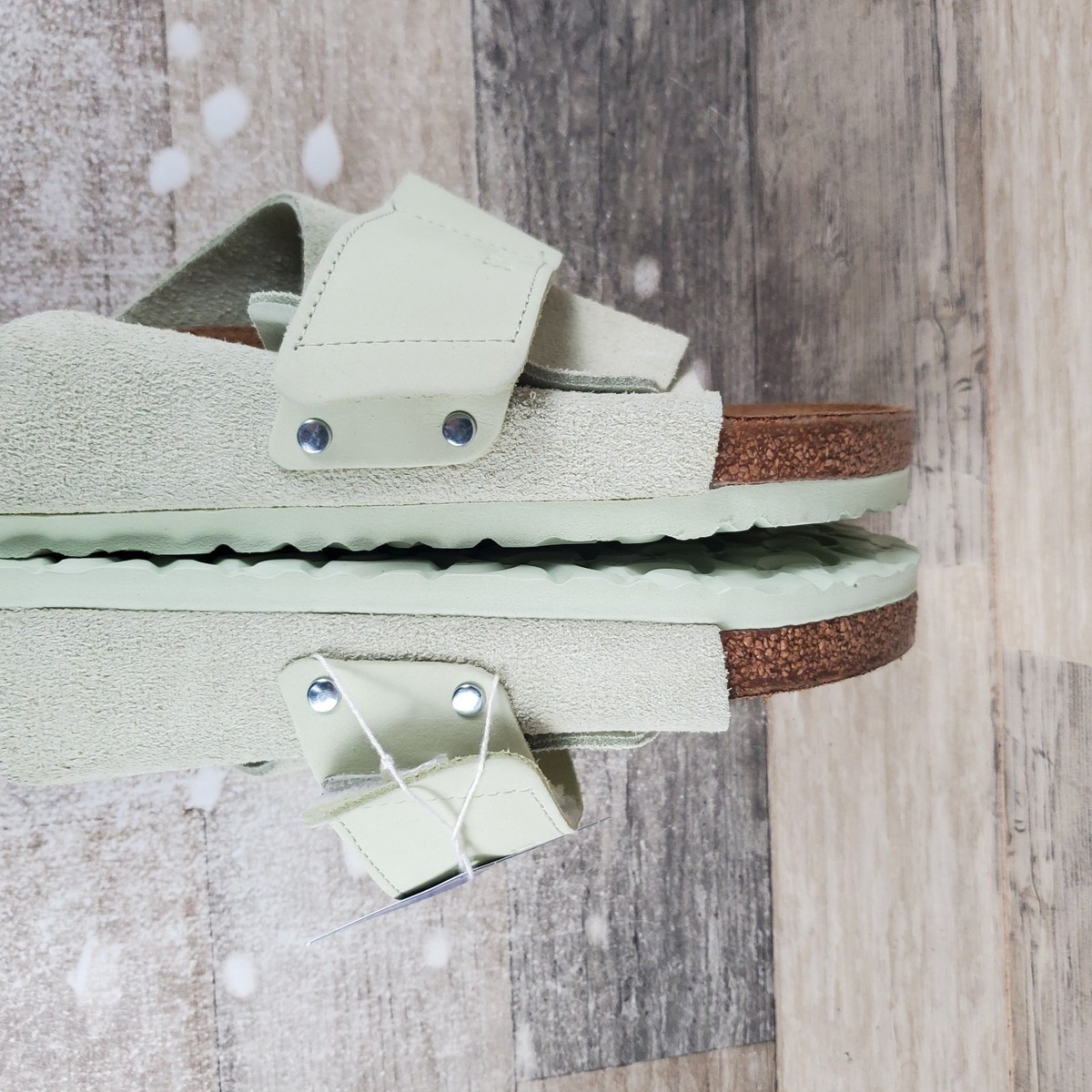 Birkenstock Kyoto Sandals Mens 10 EU 43 Faded Lime Green Leather Boho Casual NWB New Birkenstock Kyoto Green Nubuck Suede Regular Sandals  main image 4
