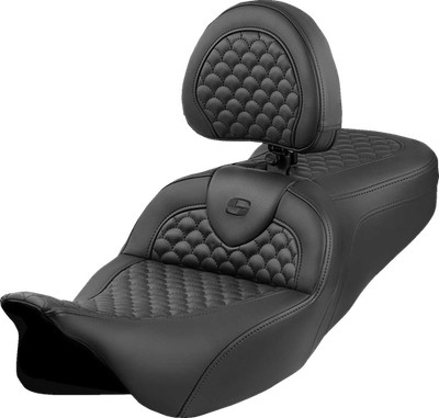 SADDLEMEN Roadsofa  Seat - Dragon Scale Stitch - Black Stitch - w/ Backrest -