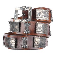 c1920 Antique Navajo sterling silver butterfly concho belt w/ amazing stampwork