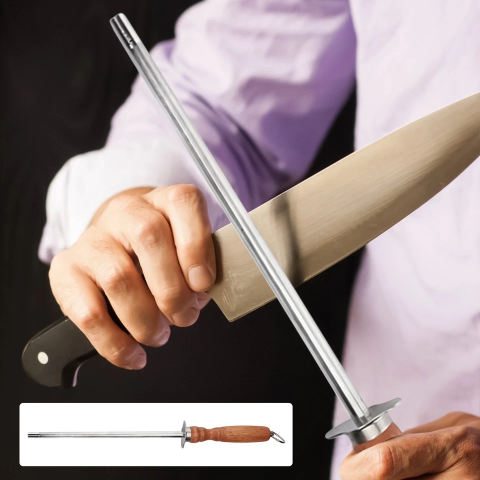 Afilador de cuchillos de 12 pulgadas de acero cerámica/carbono/diamante afilador de varillas Foto 2 de 4