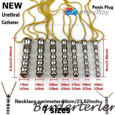 7 Size Male Hollow Tube Sounding Metal  Peni Plug Dilator Stimulator for Men