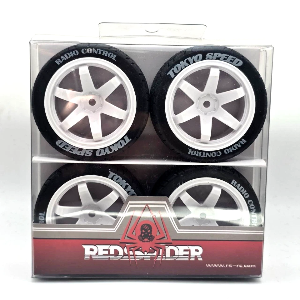 RED SPIDER RC Touring Car 1/10 Scale Wheels & Tyres - 12mm Hex For Tamiya Kyosho Hpi etc.