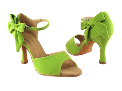 Velvet Bow! Salsa Very Fine Dance Shoes Green, Yellow, Peach, Black, Grey - T1LD
