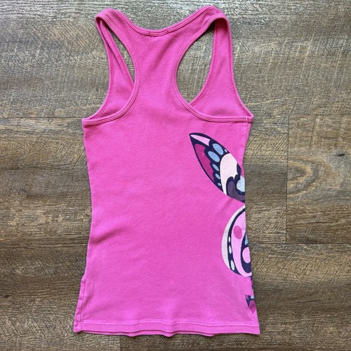 VTG Womens Small Pink Playboy Side Logo Stretchy Slim Fit Made In USA Tank Top - Afbeelding 5 van 5