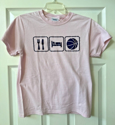 EAT * SLEEP * HOOP BASKETBALL T-SHIRT * Youth L *  Pink