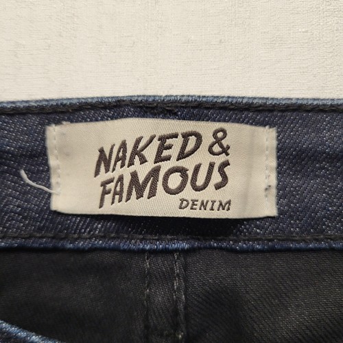 Naked & Famous Jeans Super Skinny Mens 29/33 Blue Black Dark Wash Punk Rock Logo - Picture 3 of 18