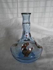 Mid century blue glass bottle, decanter, cruet